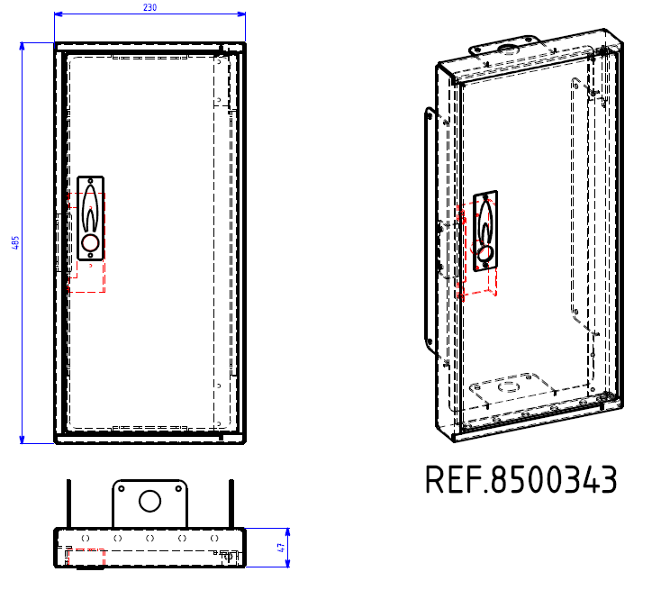 PORTE ALUMINIUM DE REPARATION DE COFFRET S22 HAUT 8500343